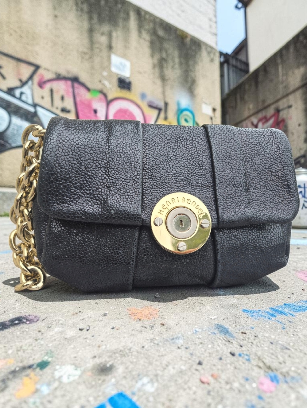 Henri Bendel Millner Caviar Leather Wristlet Clutch
